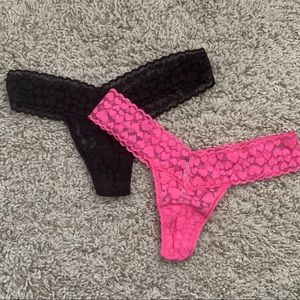 TWO Victoria’s Secret The Lacey Heart Thongs. New.
